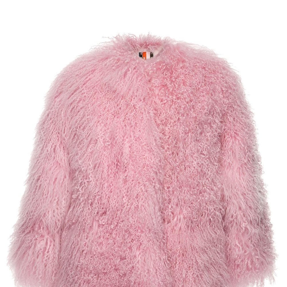 MSGM Pink Mongolian Lamb Fur Coat Jacket